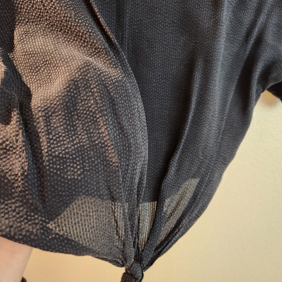 EVERLANE The Cupro Tie Front Black Lightweight Top Capsule Wardrobe - Picture 7 of 9